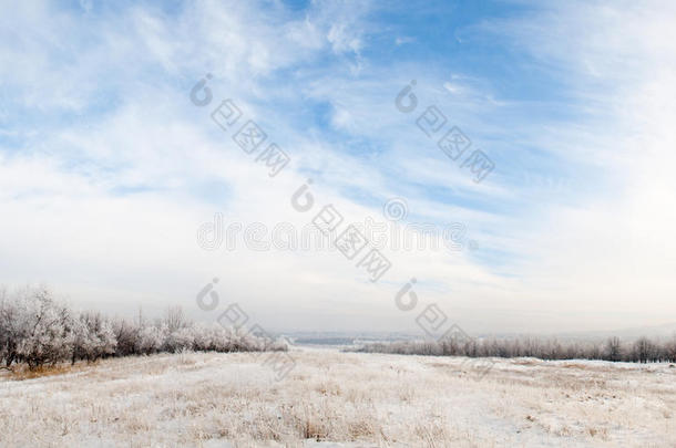 美丽蓝天的冬季全景图