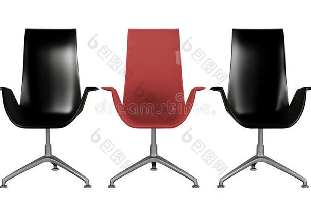三把黑红相间的办公扶手椅