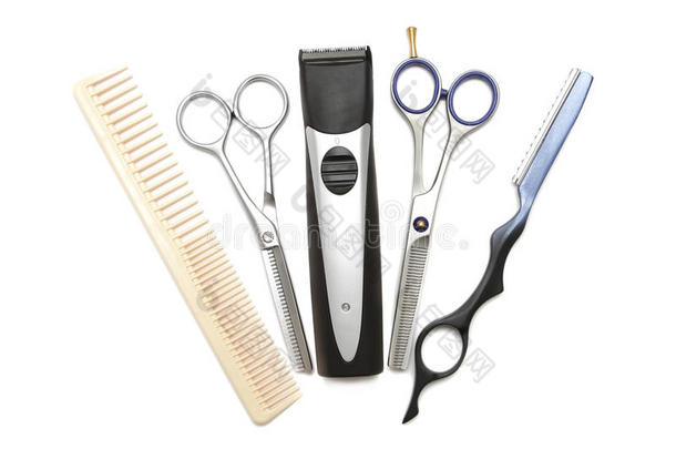 梳子、剪刀、剪刀和理发器