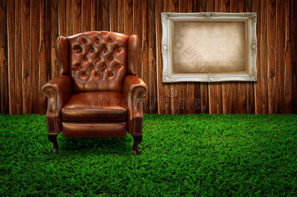 绿草皮沙发相框