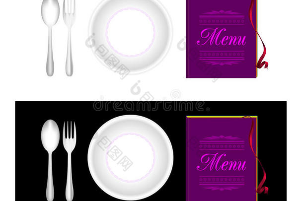 盘子，叉子，勺子，菜单