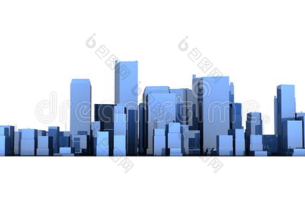 <strong>宽阔</strong>的城市景观模型3d-闪亮的蓝色城市