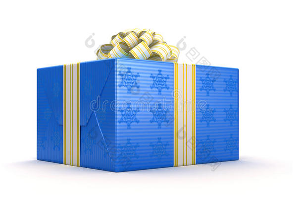 蓝色礼品或带蝴蝶结的礼品盒