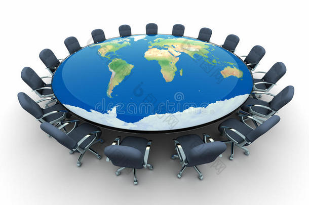 世界地图会议桌
