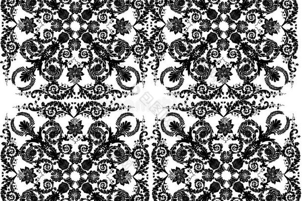 四方形黑色花卉图案