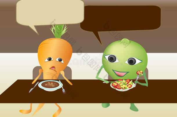 胡萝卜和豌豆在说话