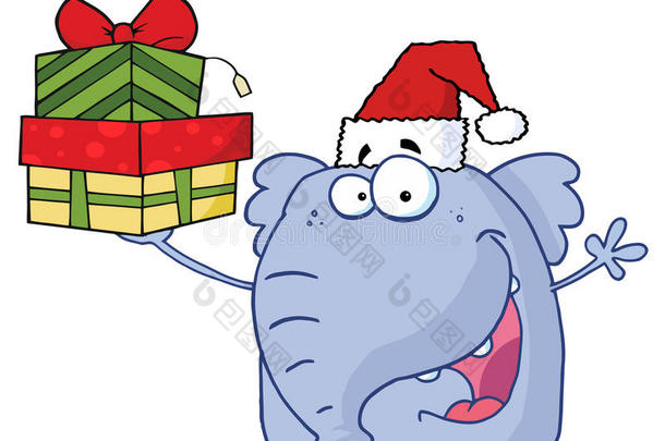 圣诞大象举起礼物