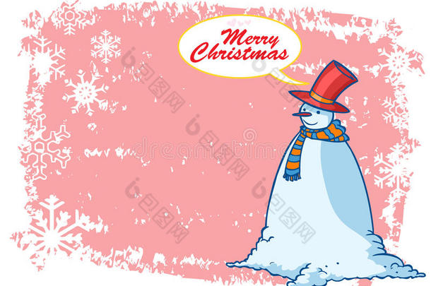 雪人圣诞快乐插画