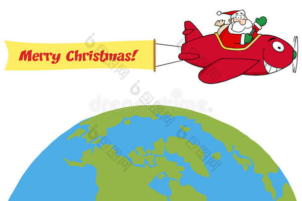 圣诞老人在全球飘扬着飞机横幅