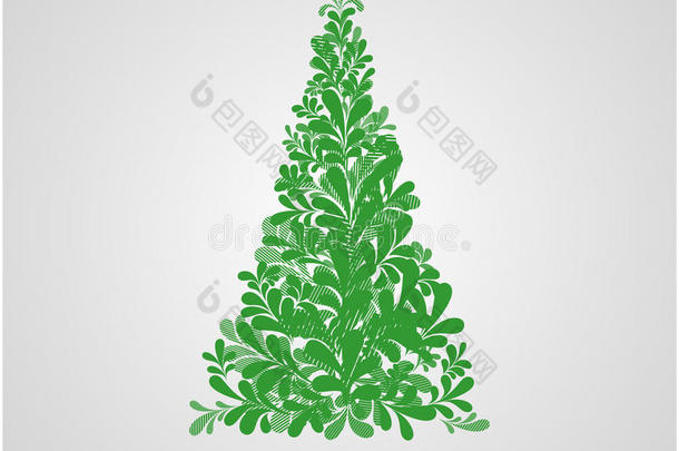 概念设计圣诞皮草树。