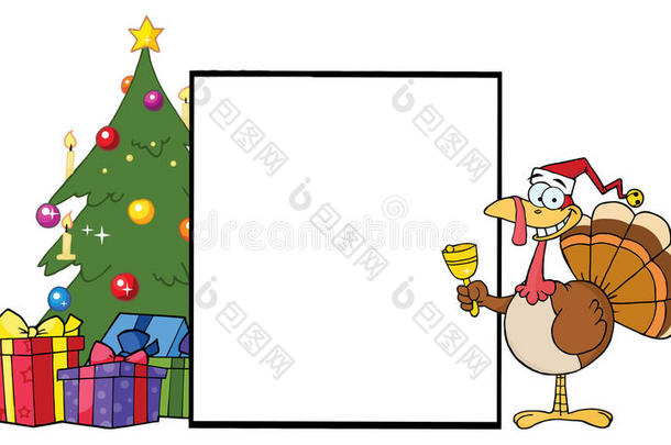 圣诞树和铃铛火鸡