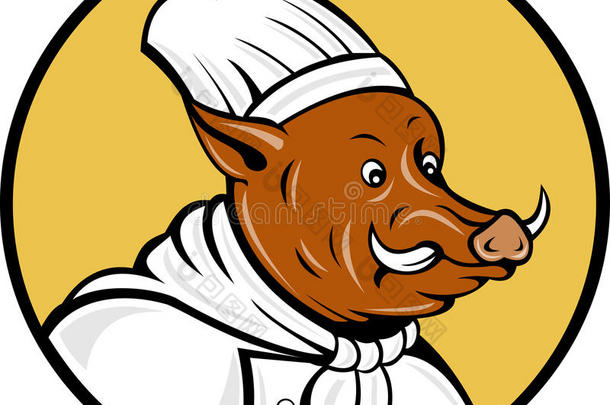 卡通厨师野猪猪