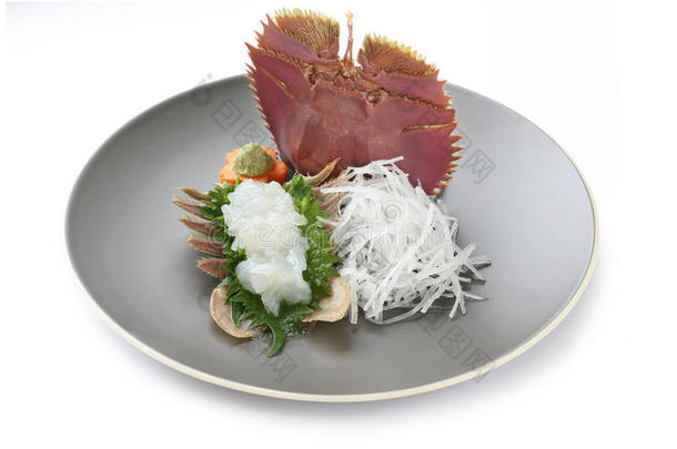 扇龙虾生鱼片，日本料理