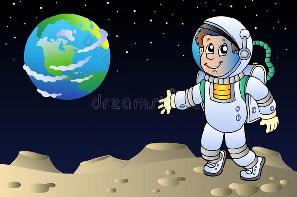 卡通宇航员的月景