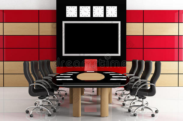 黑色和红色会议室