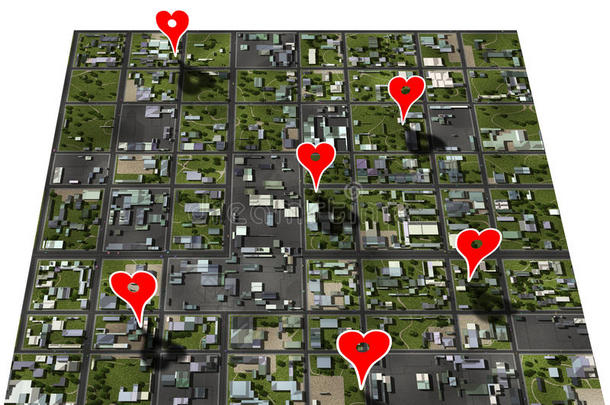 地点标记最喜爱的地方城镇地图地点标记