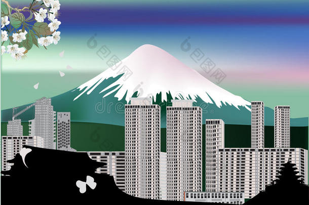 <strong>城市</strong>近山<strong>插画</strong>