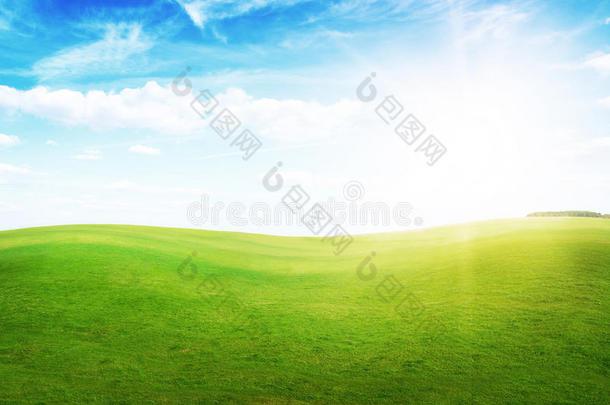 碧蓝的天空中，在正午的阳光下，青草丛生。