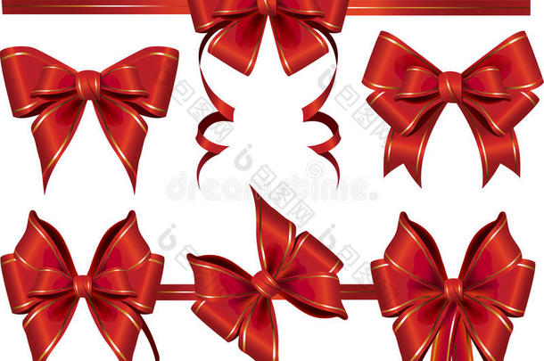 收集红色礼品蝴蝶结与丝带。