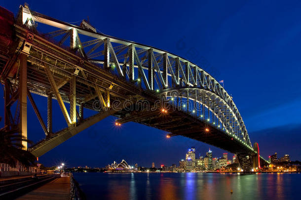 晚上的<strong>悉尼海港大桥</strong>