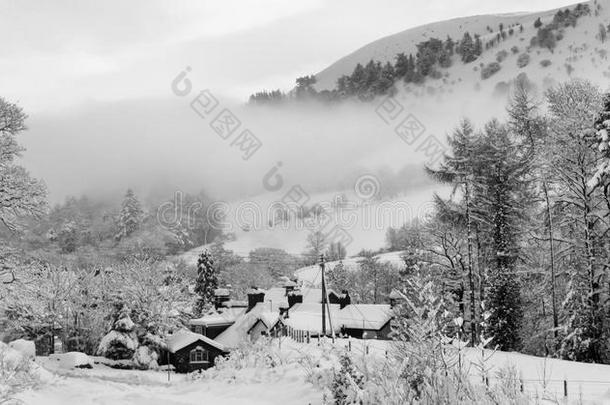 英国威尔士冬季雪景