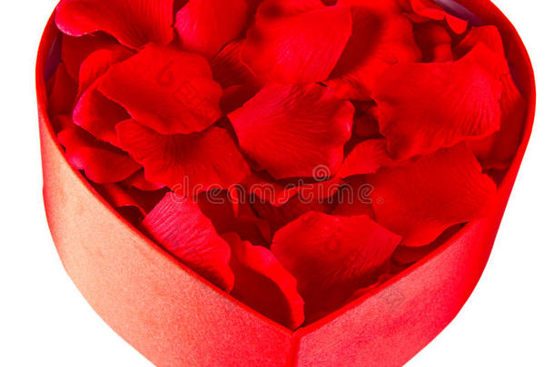 心形盒子里的玫瑰花瓣
