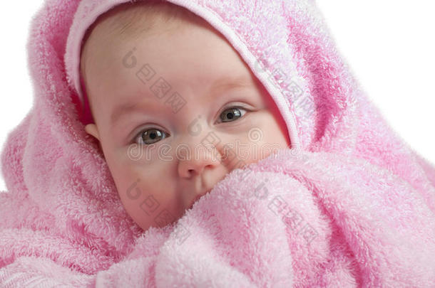 粉色毛巾的可爱宝宝
