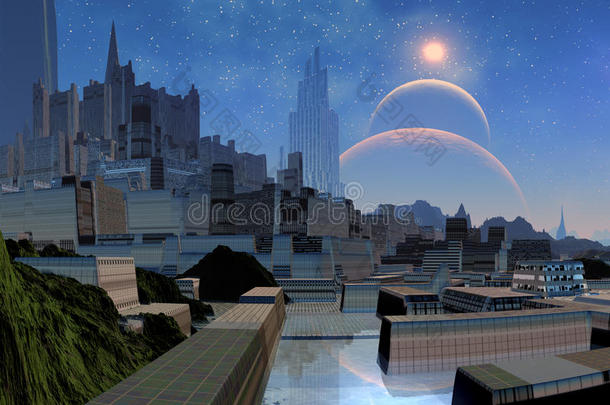 外星世界的未来城市