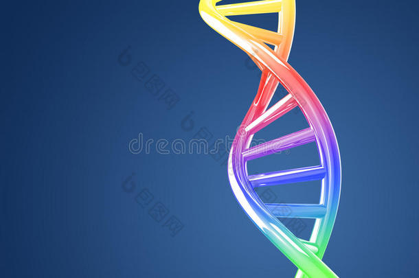 蓝色背景下的<strong>彩色</strong>dna<strong>螺旋</strong>