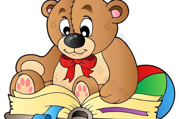 可爱的泰迪熊看书