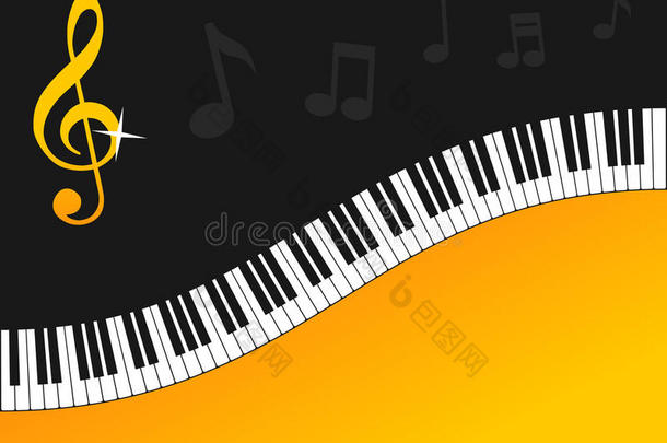 钢琴键盘金色背景