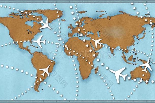 <strong>航空飞机</strong>旅行航班世界地图