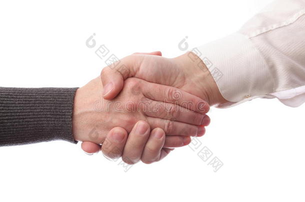 男女商业伙伴握手