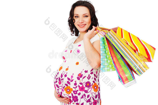 孕妇拎着购物袋
