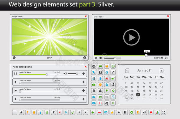 <strong>网页</strong>设计元素集。第三部分。银