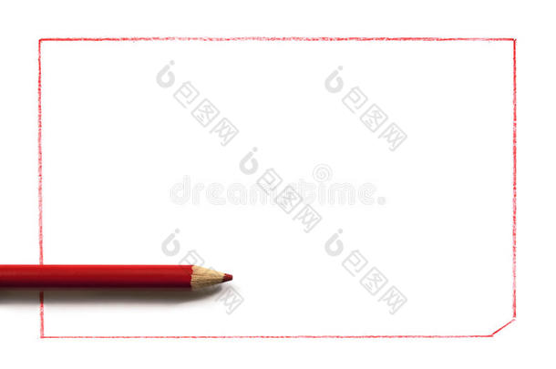带边框的红铅笔