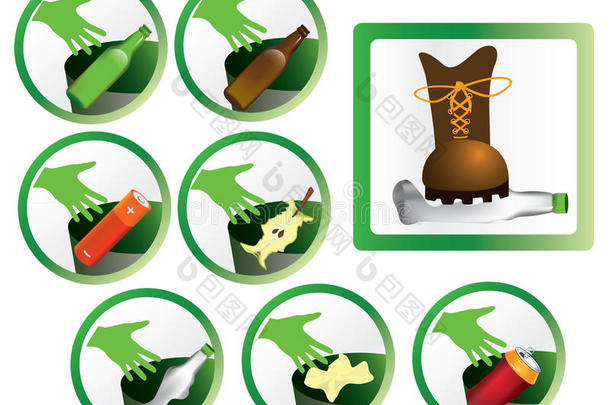 一套垃圾回收图标和标志