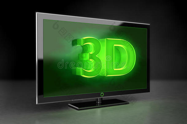 平板电视-绿色3d高清概念