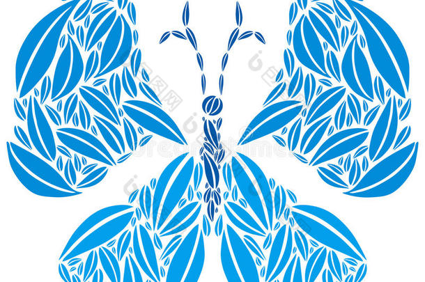 由蓝色叶子制成的蝴蝶