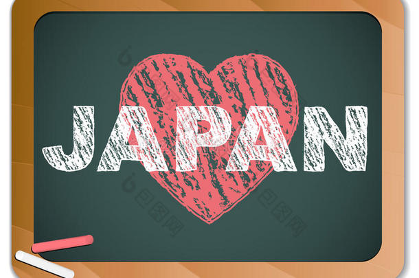 日本爱在黑板上。地震和海啸