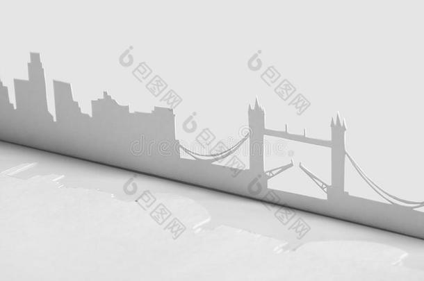 英国伦敦城剪纸剪影