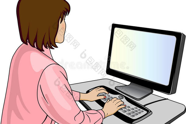 电脑旁的女程序员