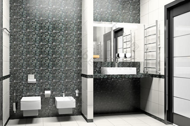 浴室3d的现代室内设计