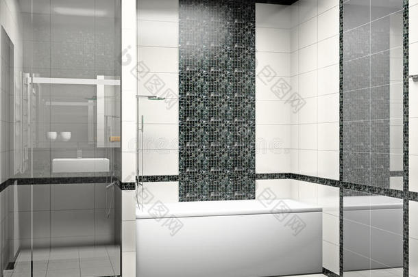 浴室3d的现代<strong>室内设计</strong>