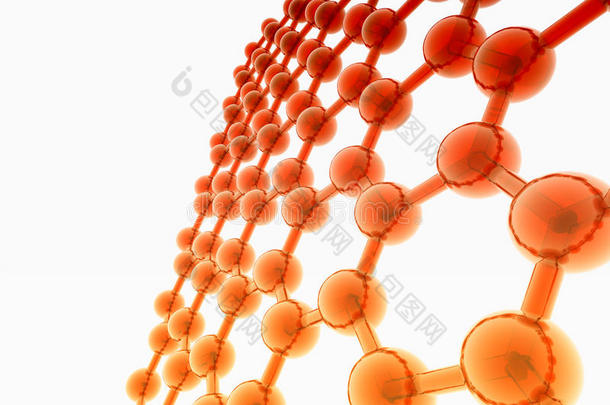 白底红橙光泽分子结构