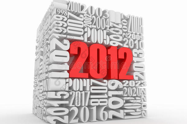 2012年新年。由数字组成的立方体