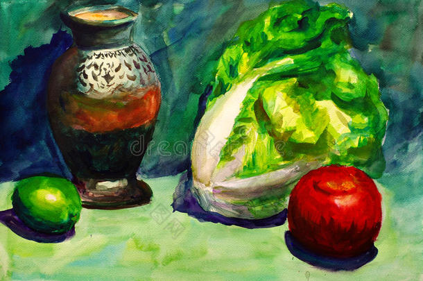 水彩画-蔬菜和水果