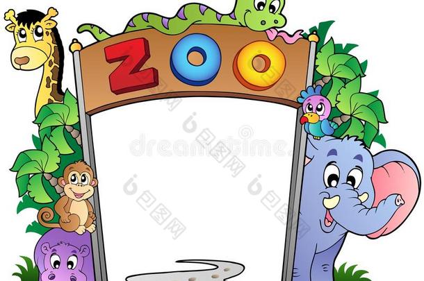 动物园入口有各种动物
