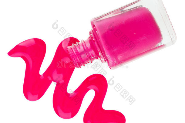 一瓶粉色指甲油，带珐琅滴样
