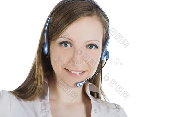 客户服务接线员女士带耳机